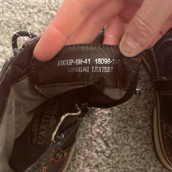 EUC L'Artiste by Spring Step Womens Rugup Leather Booties - Black Multi, Size 41 - Picture 7 of 9